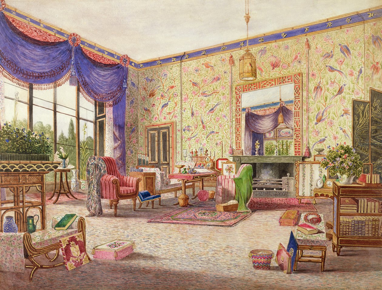 Das Innere des chinesischen Salons, Middleton Park, Oxfordshire, 1840 von William Alfred Delamotte