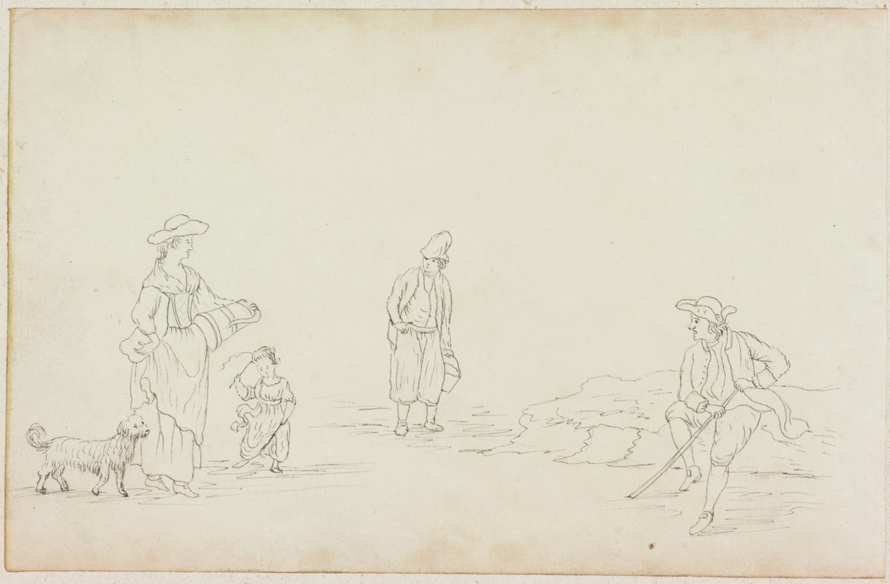 Frau mit Schlepper, Kind und zwei Männern von William Beilby
