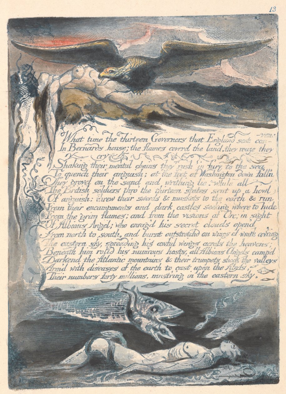 Amerika. Eine Prophezeiung, Platte 15, Als die dreizehn Gouverneure... von William Blake