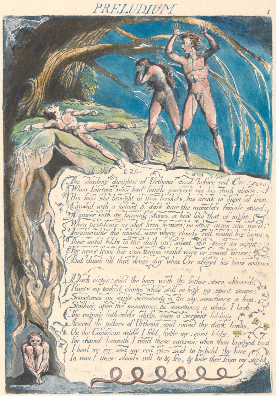 Amerika. Eine Prophezeiung, Platte 3, Präludium von William Blake