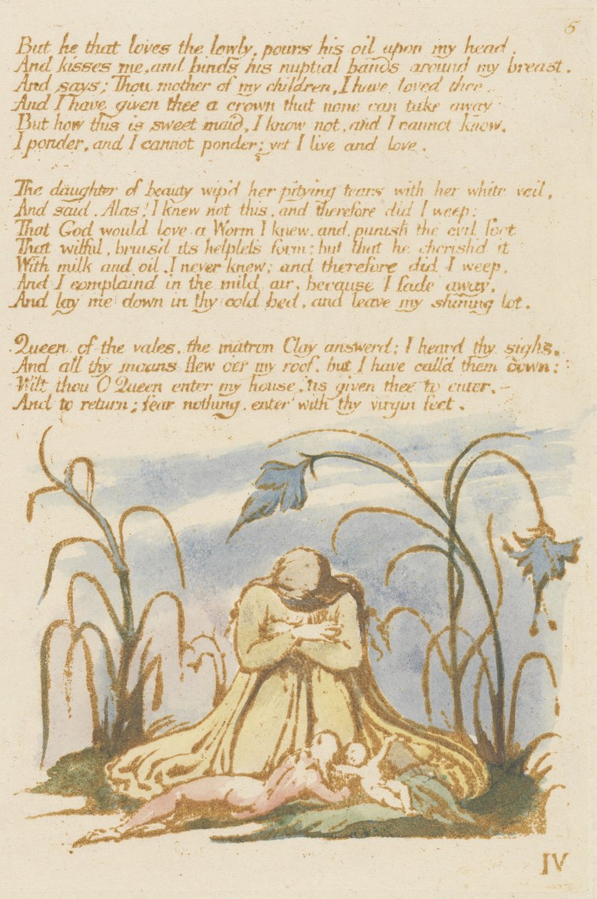 Aber er, der die Niedrigen liebt..., Platte 7 aus Das Buch Thel, 1789 von William Blake