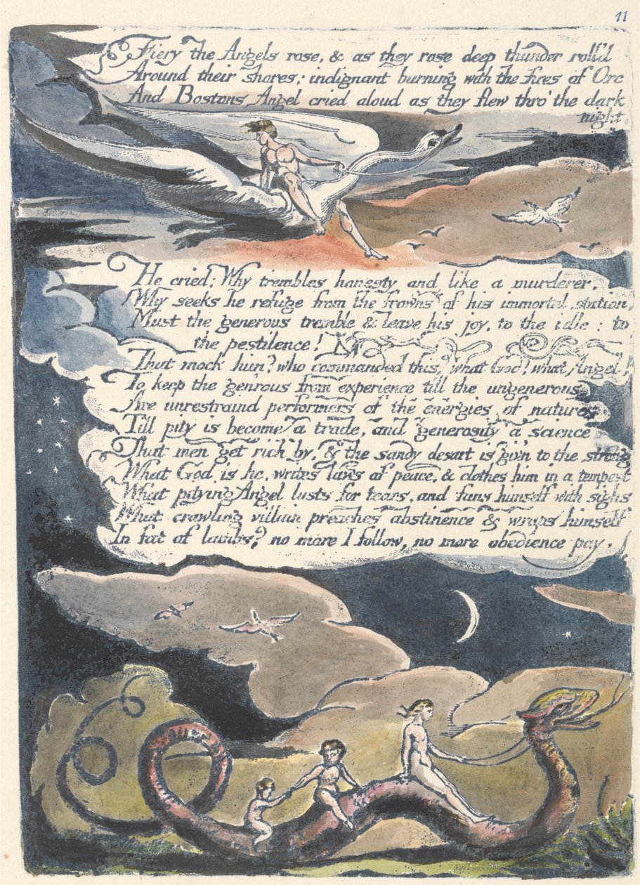 Feurige Engel erhoben sich..., Platte 13 aus Amerika: Eine Prophezeiung, 1793 von William Blake