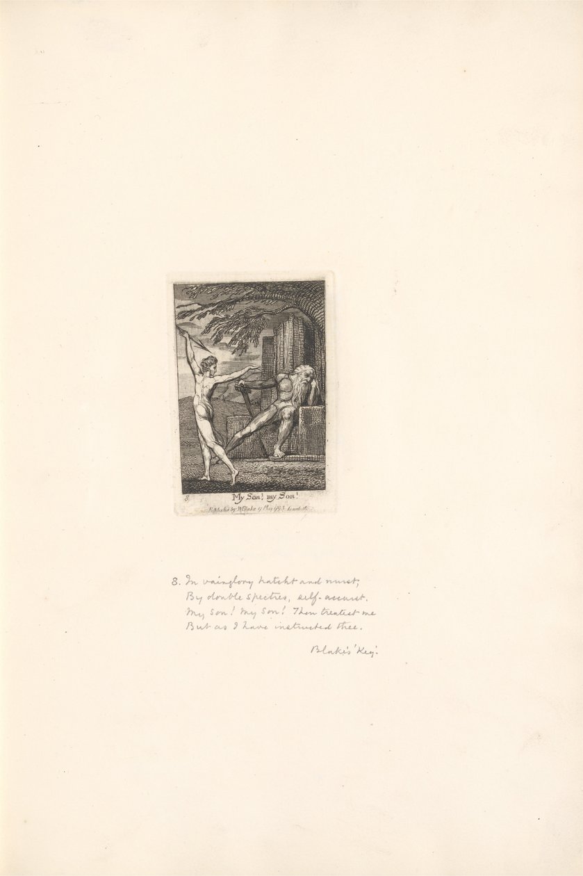 Für die Geschlechter. Die Tore des Paradieses, Tafel 10, Mein Sohn! mein Sohn! von William Blake