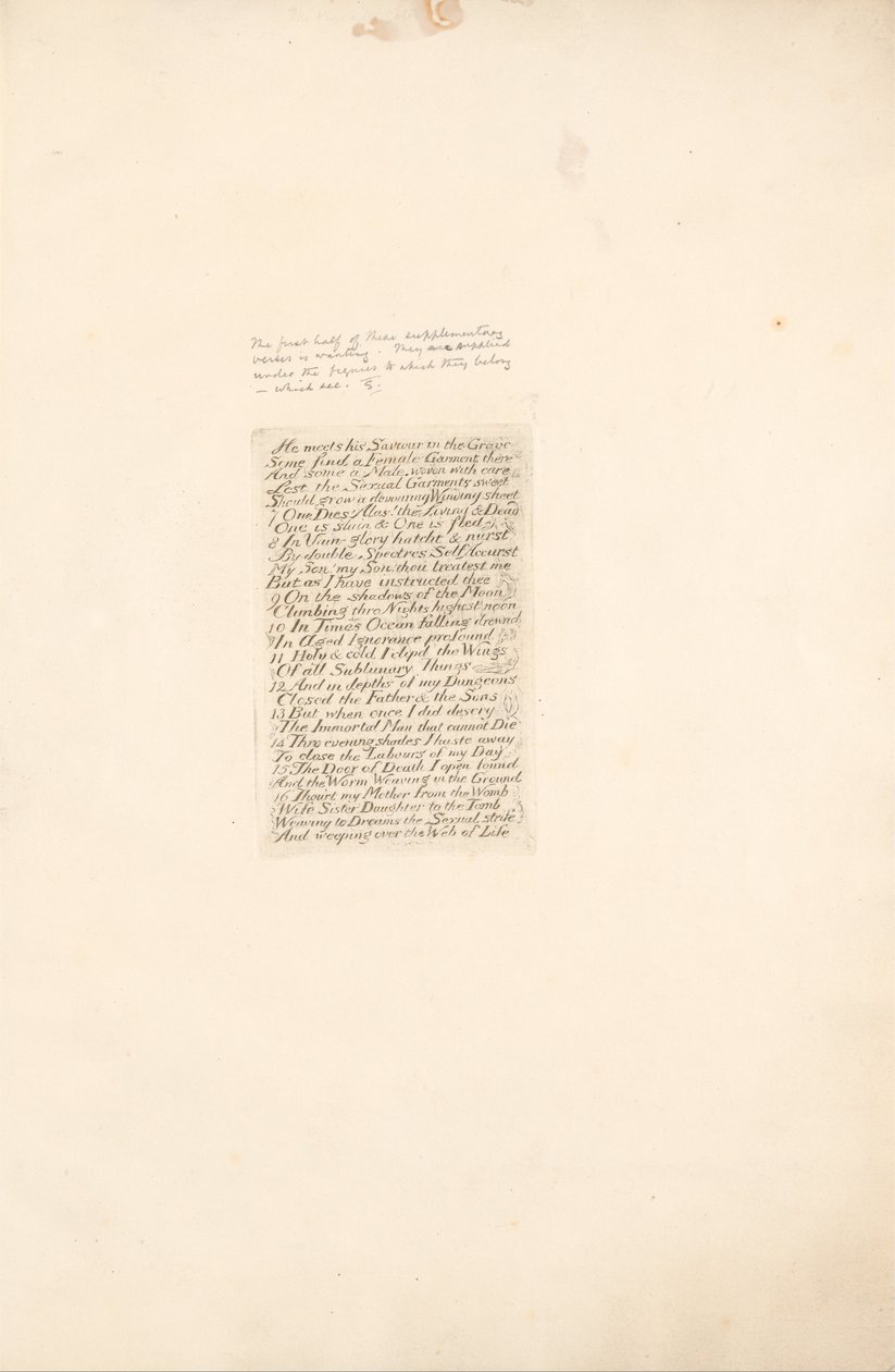 Für die Geschlechter. Die Tore des Paradieses, Tafel 20, Er trifft seinen Erlöser im Grab... von William Blake