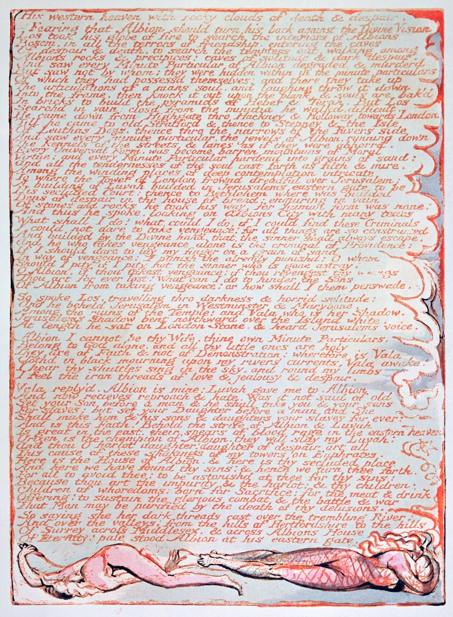 Jerusalem die Ausstrahlung des Riesen Albion; Sein westlicher Himmel, 1804 von William Blake