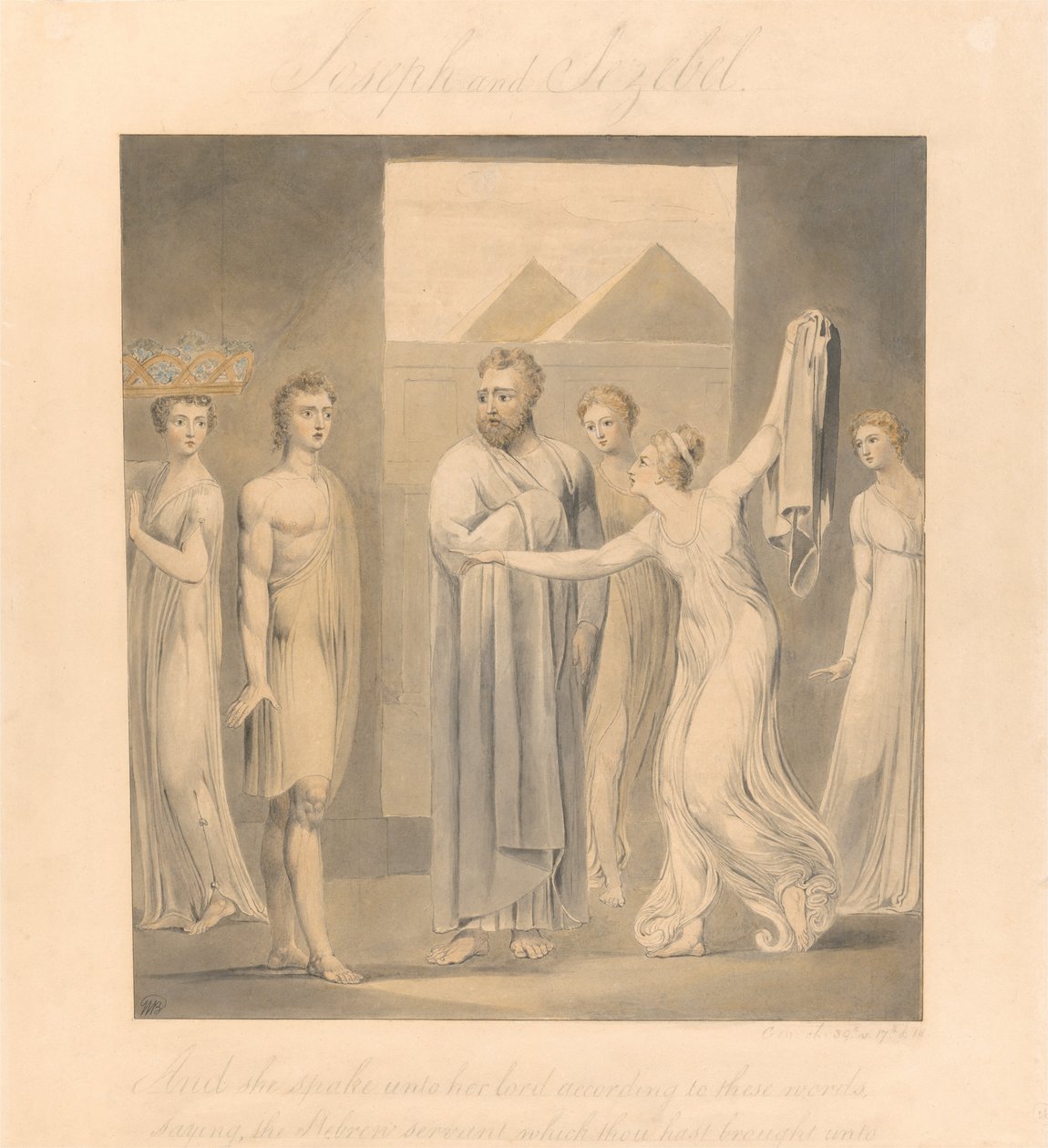 Joseph und Potiphars Frau von William Blake