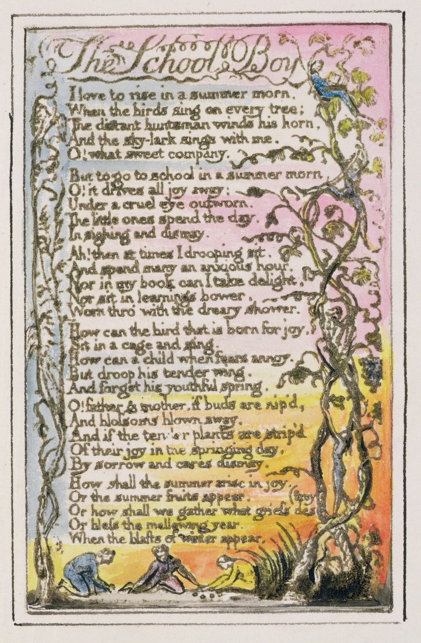 Der Schuljunge: Platte 21 aus Songs of Innocence and of Experience (Kopie R) ca. 1802-08 von William Blake