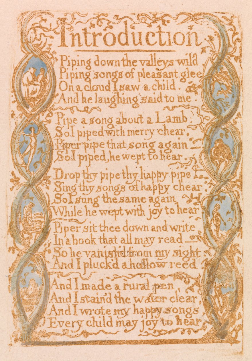 Lieder der Unschuld, Tafel 3, Einleitung (Bentley 4) von William Blake
