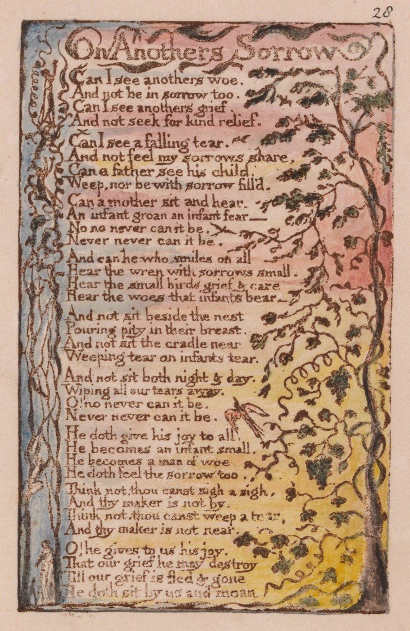 Lieder der Unschuld und der Erfahrung, Platte 28, Über fremdes Leid (Bentley 27) von William Blake