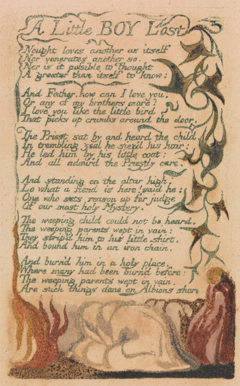 Lieder der Unschuld und der Erfahrung, Platte 43, Ein kleiner verlorener Junge (Bentley 50) von William Blake