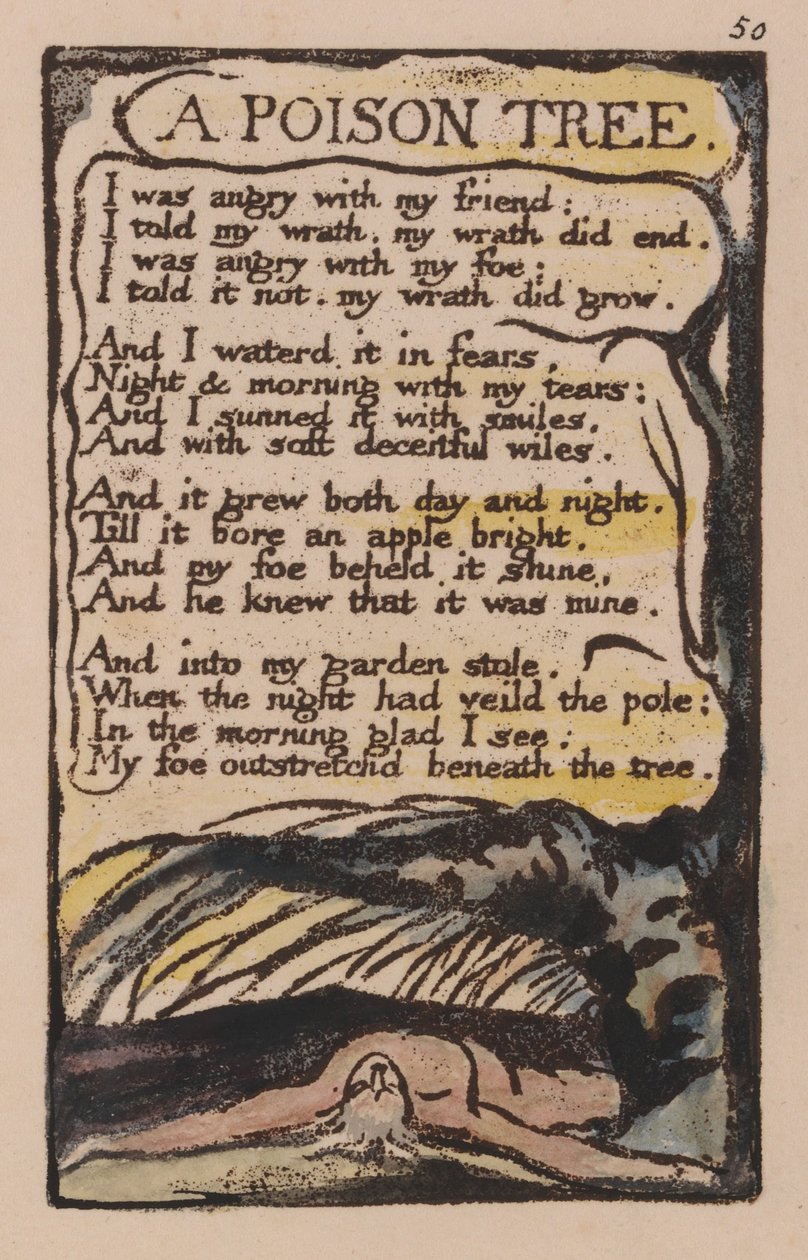 Lieder der Unschuld und der Erfahrung, Platte 50, Ein Giftbaum (Bentley 49) von William Blake