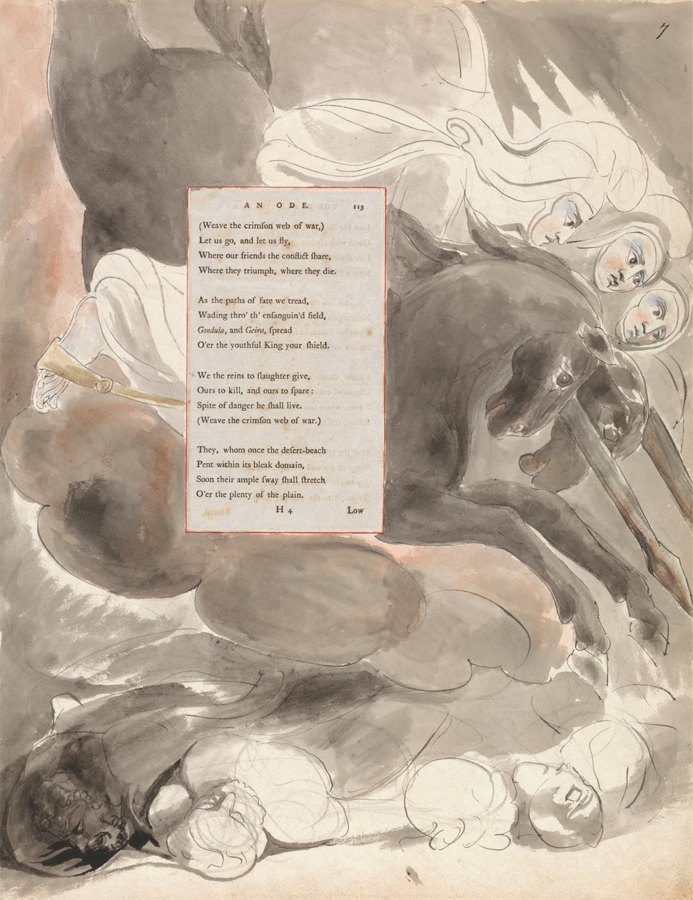 Die tödlichen Schwestern, Entwurf 63 aus Die Gedichte von Thomas Gray, 1797-98 von William Blake