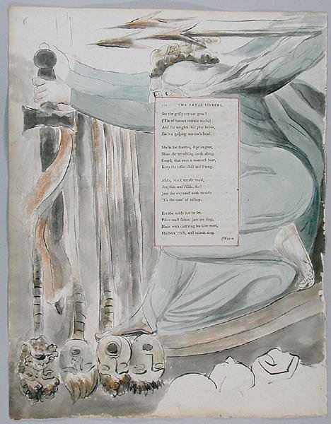 Die tödlichen Schwestern, Entwurf 72 aus Die Gedichte von Thomas Gray, 1797-98 von William Blake