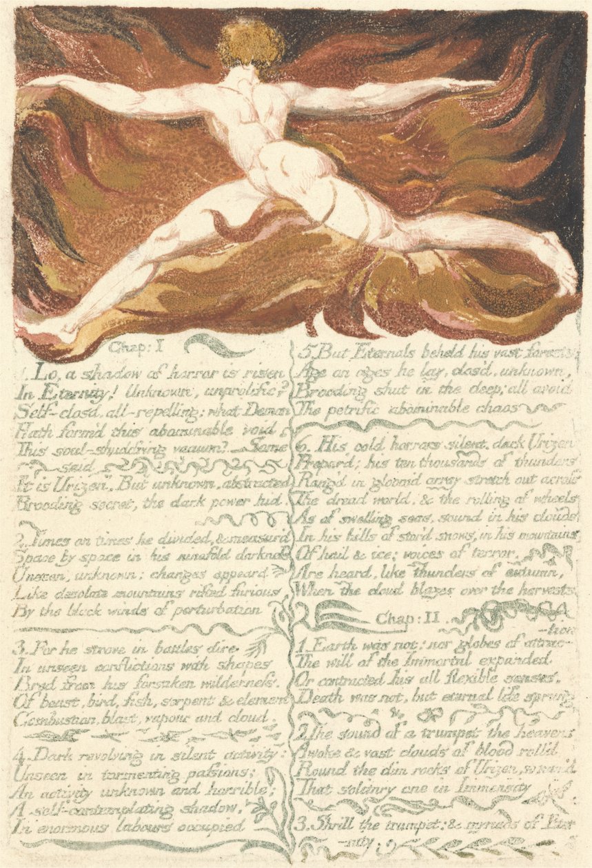 Das erste Buch Urizen, Tafel 3, Kapitel I I. Siehe, ein Schatten.. von William Blake