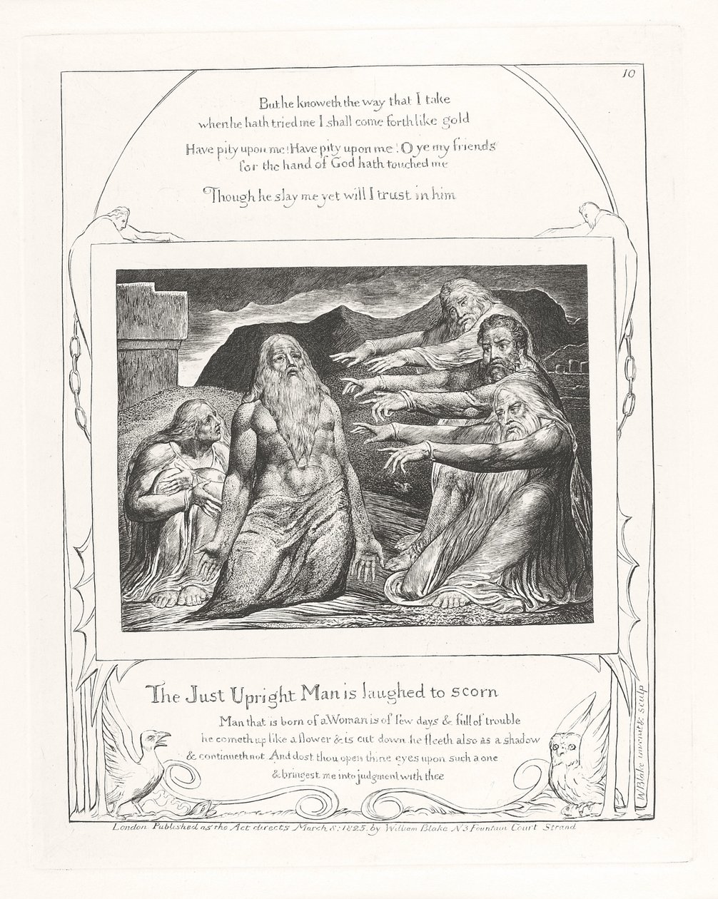 Der gerechte aufrechte Mann wird verspottet, 1825 von William Blake