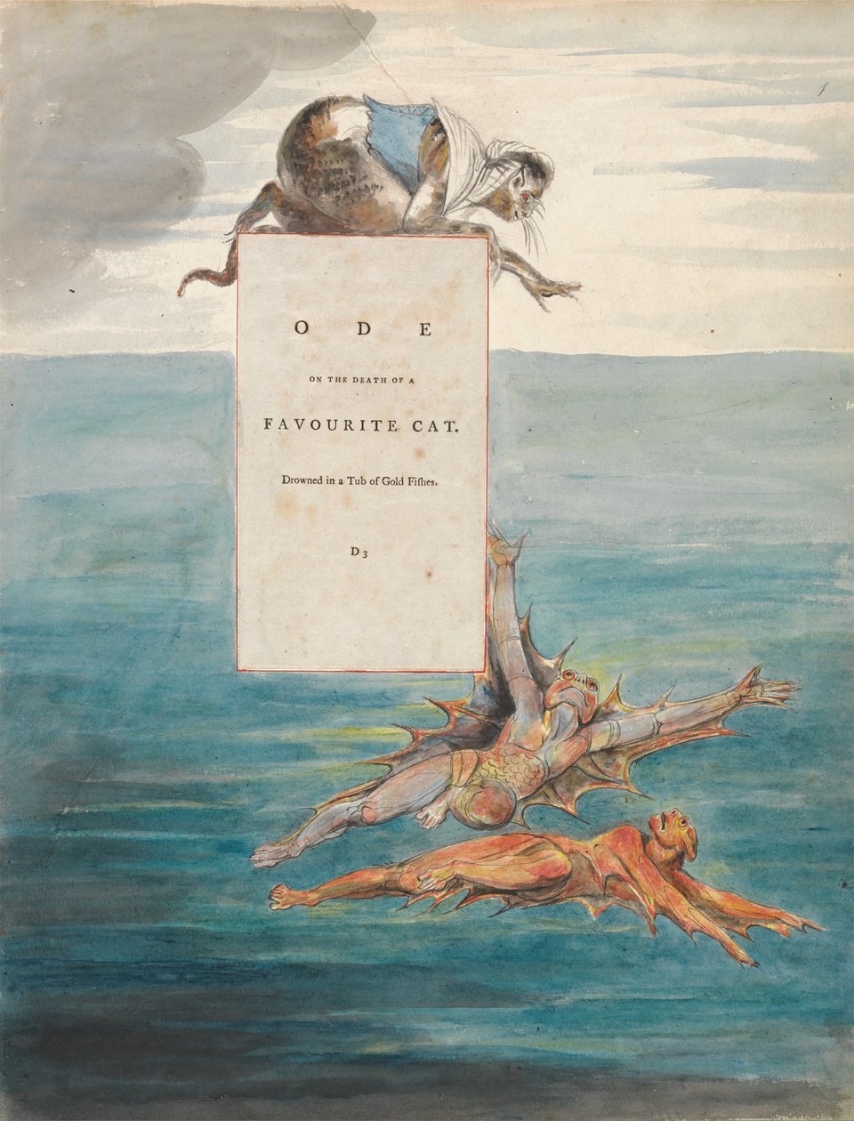 Die Gedichte von Thomas Gray, Design 7, Ode auf den Tod einer Lieblingskatze von William Blake