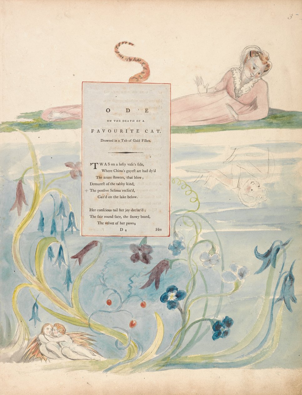 Die Gedichte von Thomas Gray, Design 9, Ode auf den Tod einer Lieblingskatze von William Blake