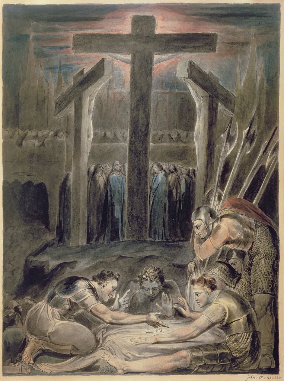 Die Soldaten werfen Lose um die Kleider Christi, 1800 von William Blake