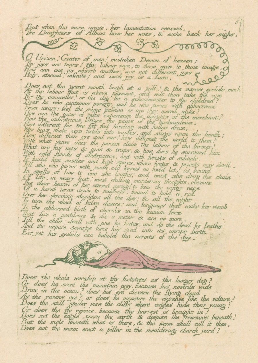 Visionen der Töchter Albions, Tafel 8, Aber als der Morgen aufstieg . . . . von William Blake