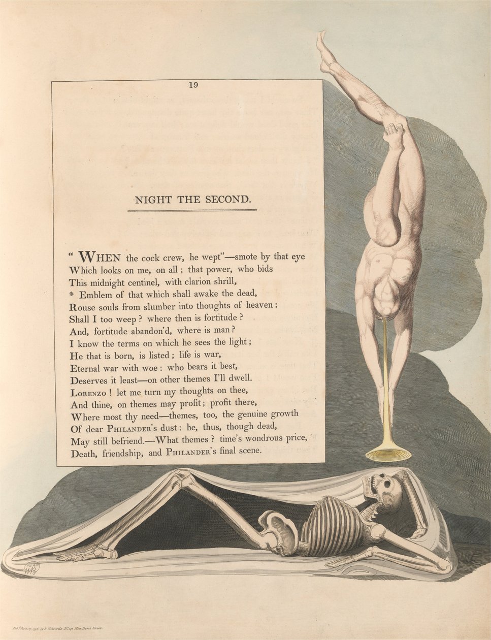 Youngs Nachtgedanken, Seite 19, Sinnbild dessen, was die Toten erwecken wird von William Blake