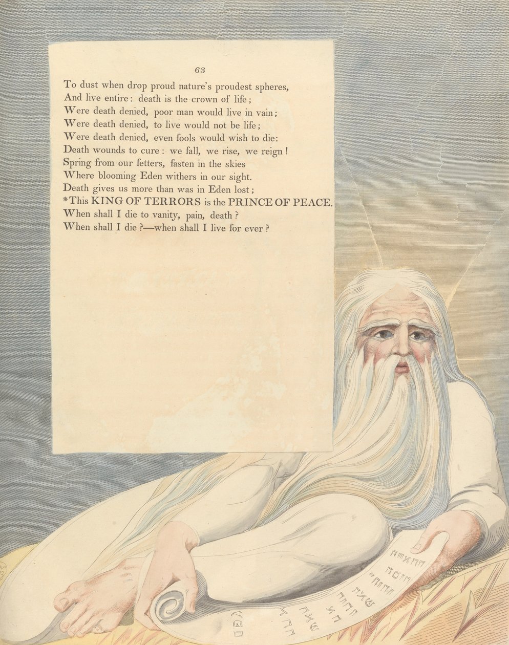Youngs Nachtgedanken, Seite 63, Dieser König des Schreckens ist der Fürst des Friedens von William Blake