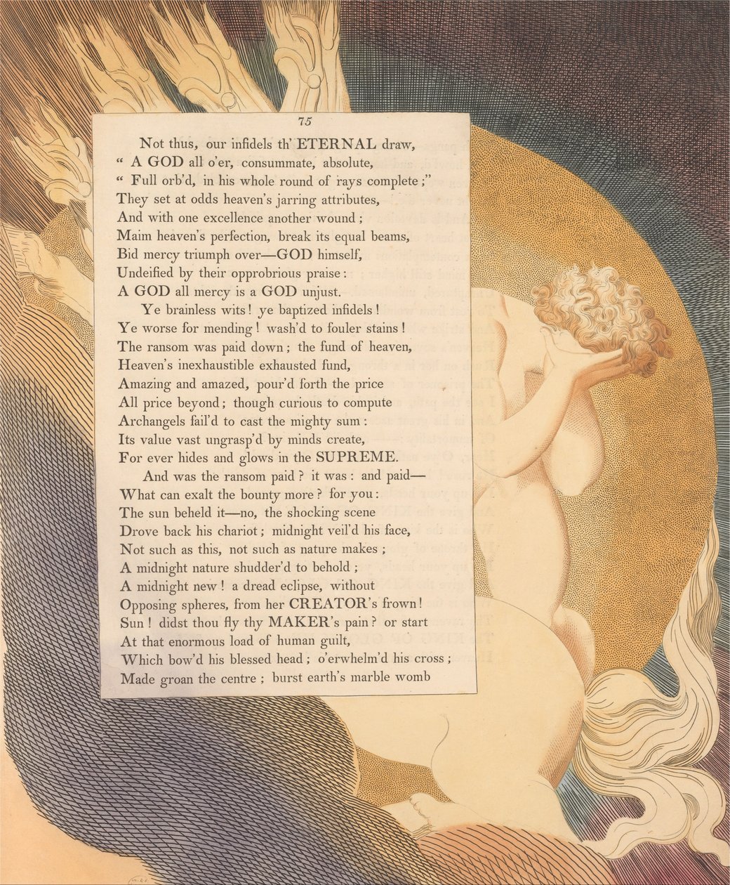 Youngs Nachtgedanken, Seite 75, Die Sonne sah es -- nein, die schockierende Szene von William Blake