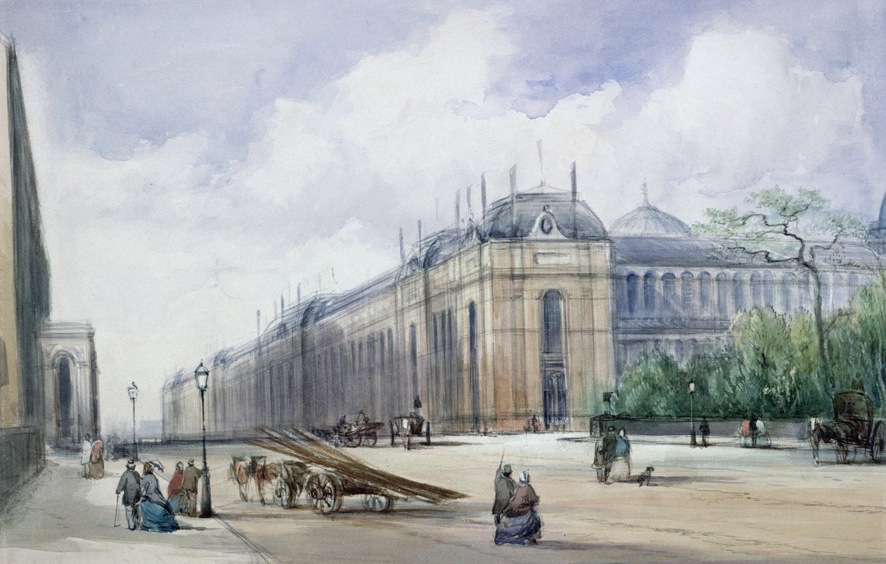 Südostansicht des Ausstellungsgebäudes von 1862, Blick entlang der Cromwell Road von William Callow