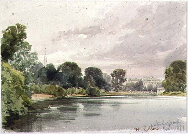 Westende der Serpentine, Kensington Gardens, 1877 von William Callow
