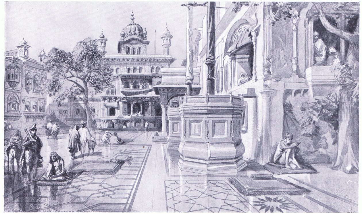 Der Akal Bunga am Goldenen Tempel in Amritsar, 1864 n. Chr. von William Crimea Simpson