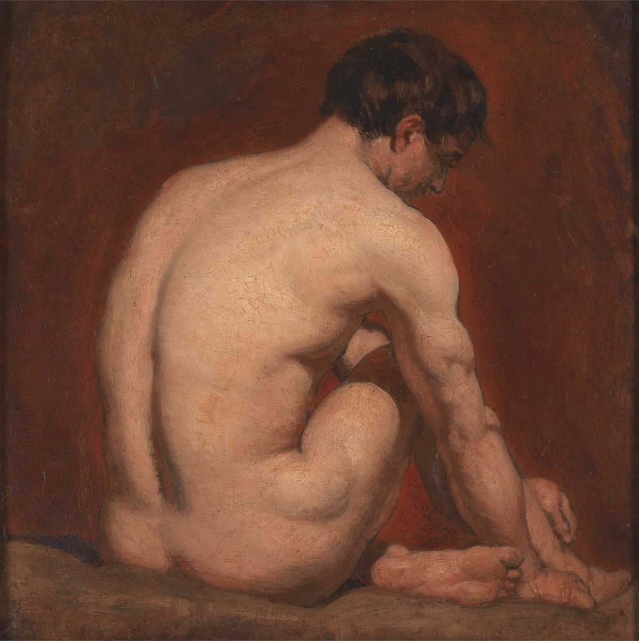 Männlicher Akt, kniend, von hinten von William Etty