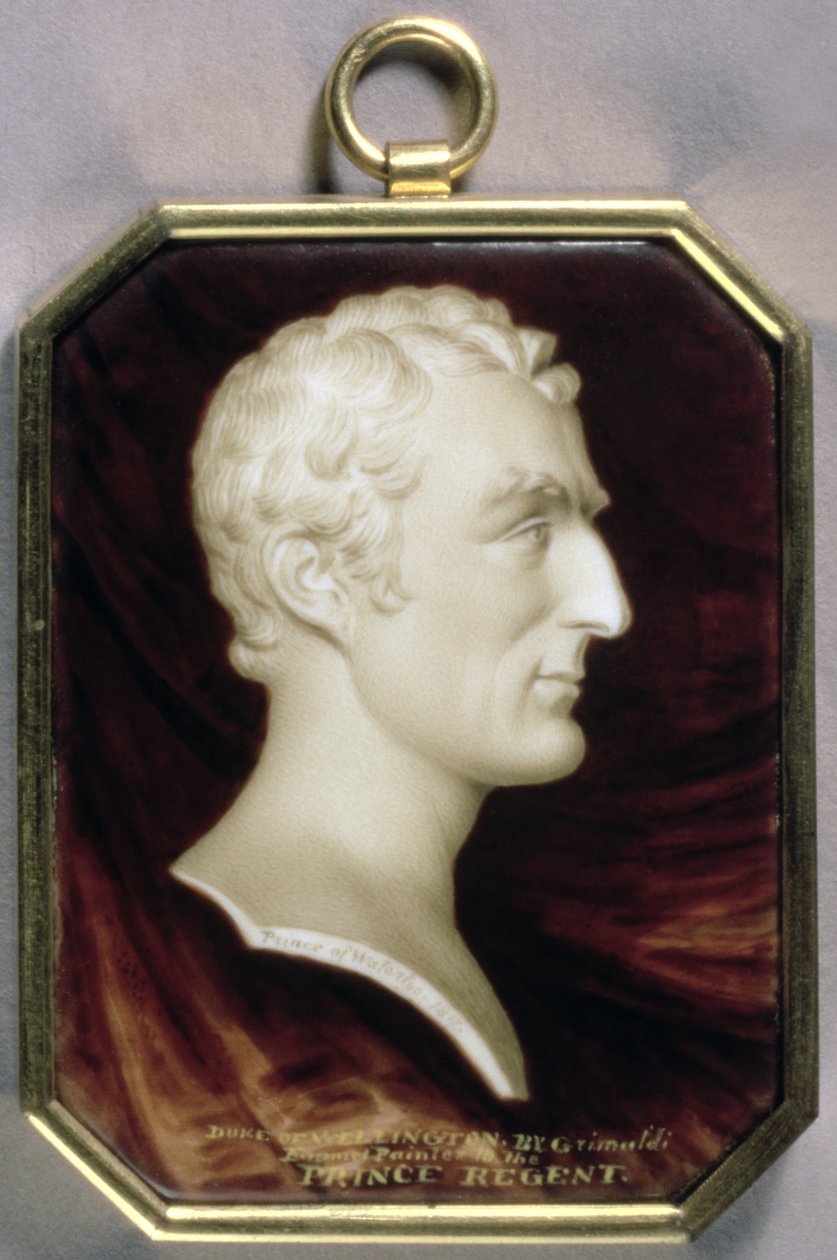 Porträtminiatur von Arthur Wellesley, 1. Herzog von Wellington (1769-1852) in Form eines Marmor-Trompe-l