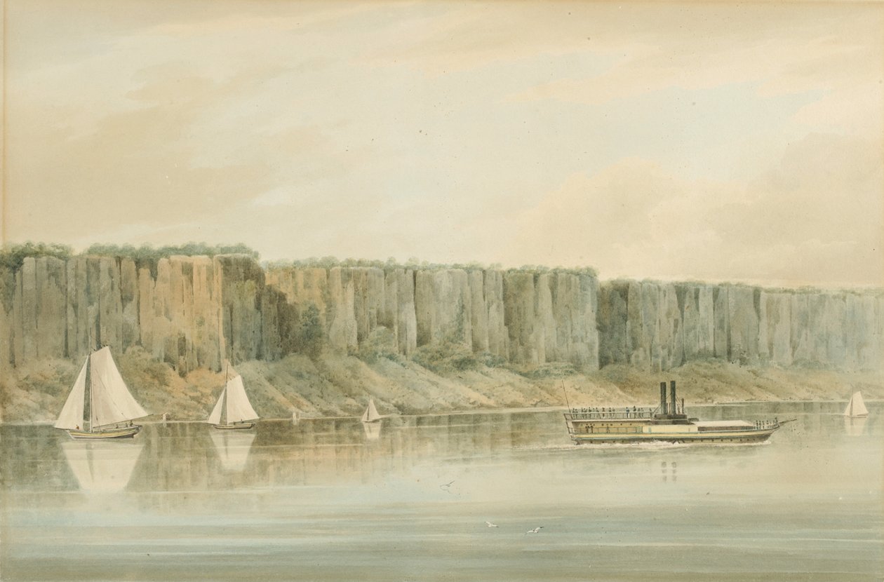 Ansicht der Palisades, New Jersey: Vorbereitende Studie für Platte 19 des Hudson River Portfolios, 1820 von William Guy Wall