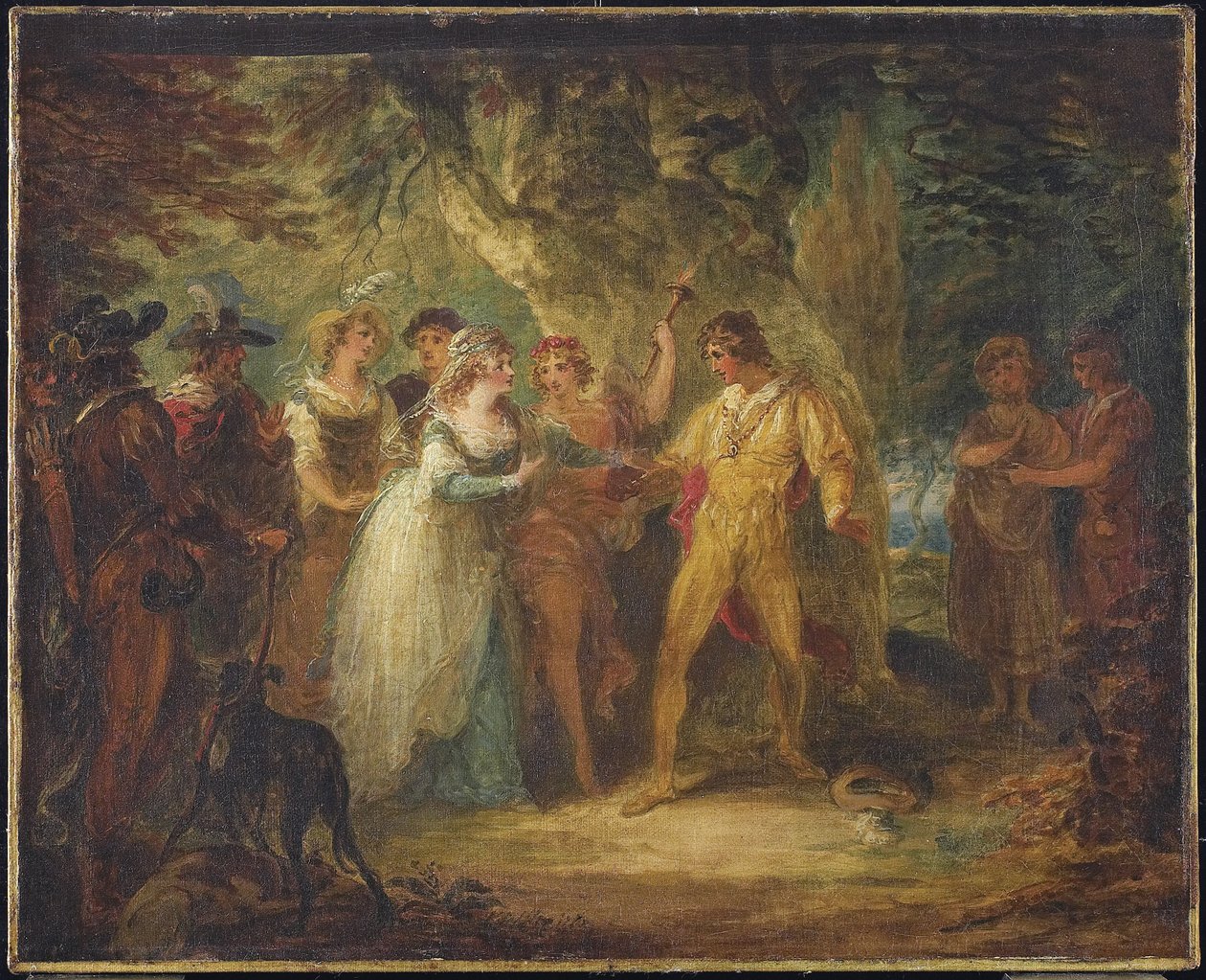 Rosalind und Orlando (Akt V, Szene IV aus Shakespeares Wie es euch gefällt), ca. 1790 von William Hamilton