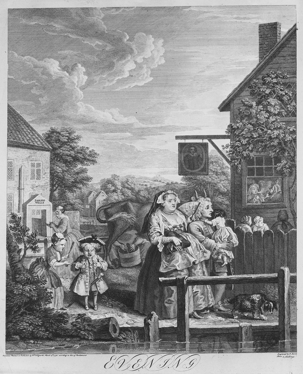 Tageszeiten, Abend, 1738 von William Hogarth