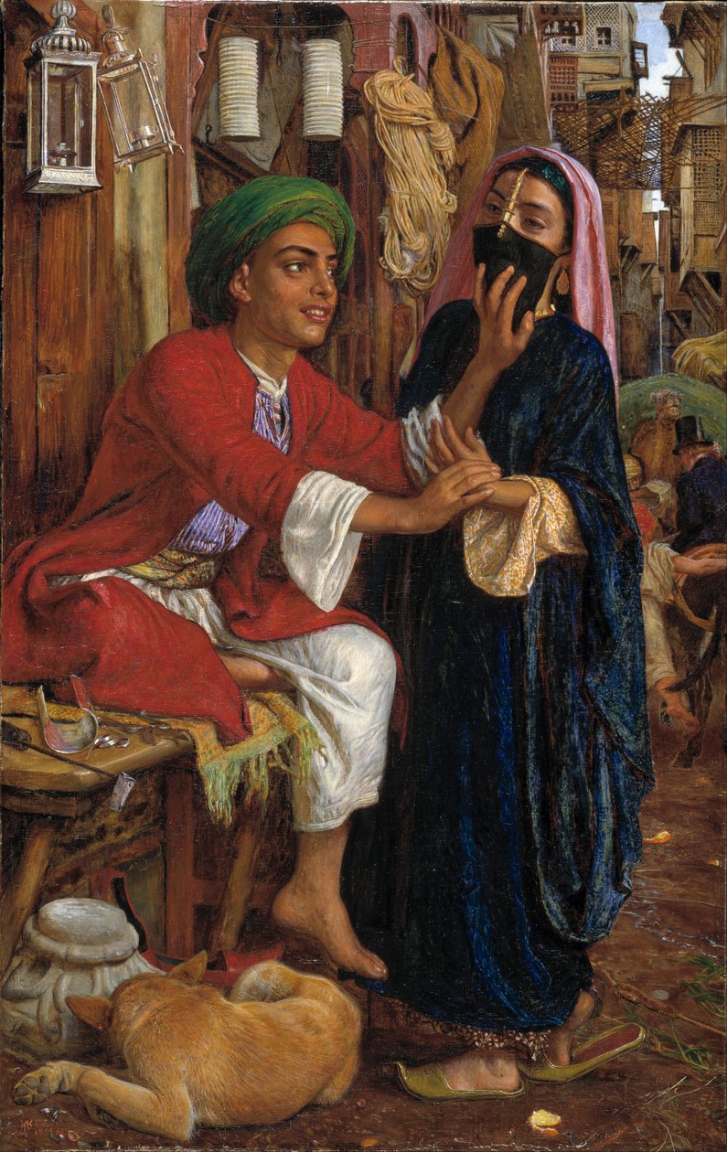 Das Werben der Laternenmacher, Straßenszene in Kairo von William Holman Hunt