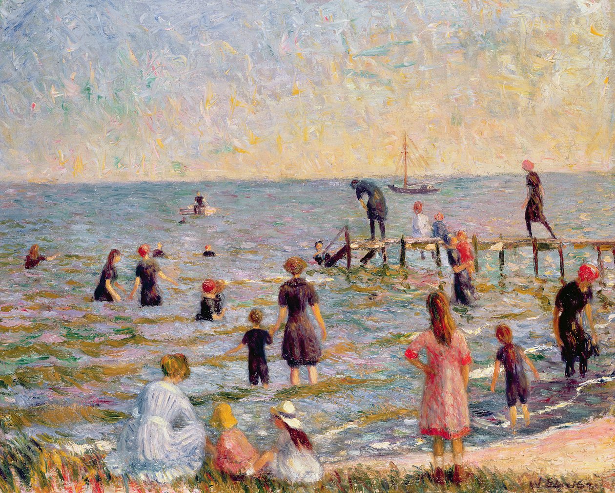 Baden in Bellport, Long Island, 1912 von William James Glackens
