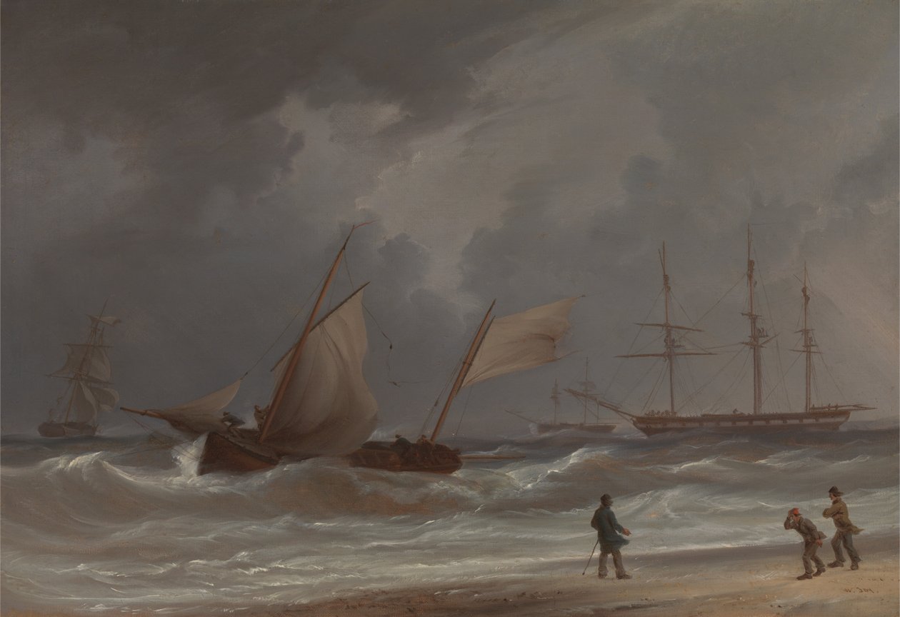 Ein Lugger treibt bei Sturm an Land von William Joy