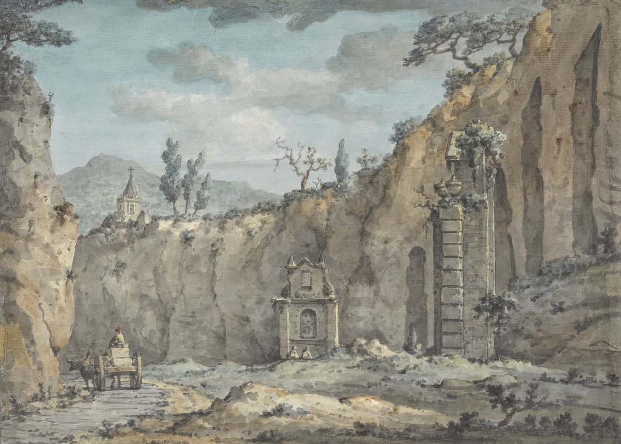 Ochsenkarren in der Grotte von Posillipo, ca. 1770 von William Marlow