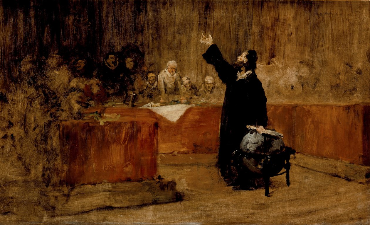 Skizze für Kolumbus vor dem Rat von Salamanca, ca. 1876 von William Merritt Chase