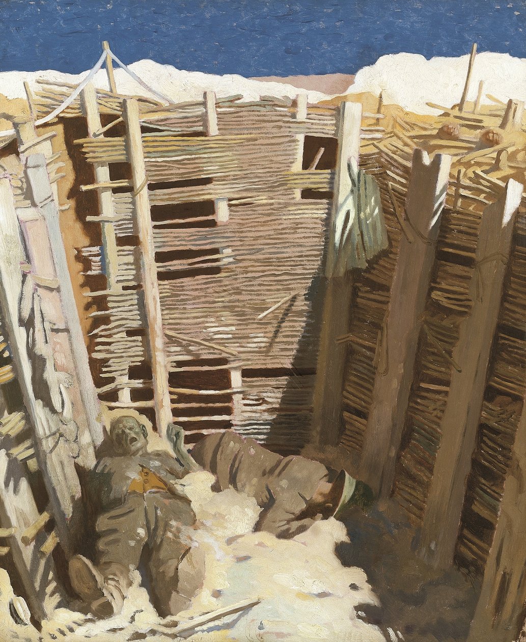 Tote Deutsche in einem Graben von William Orpen