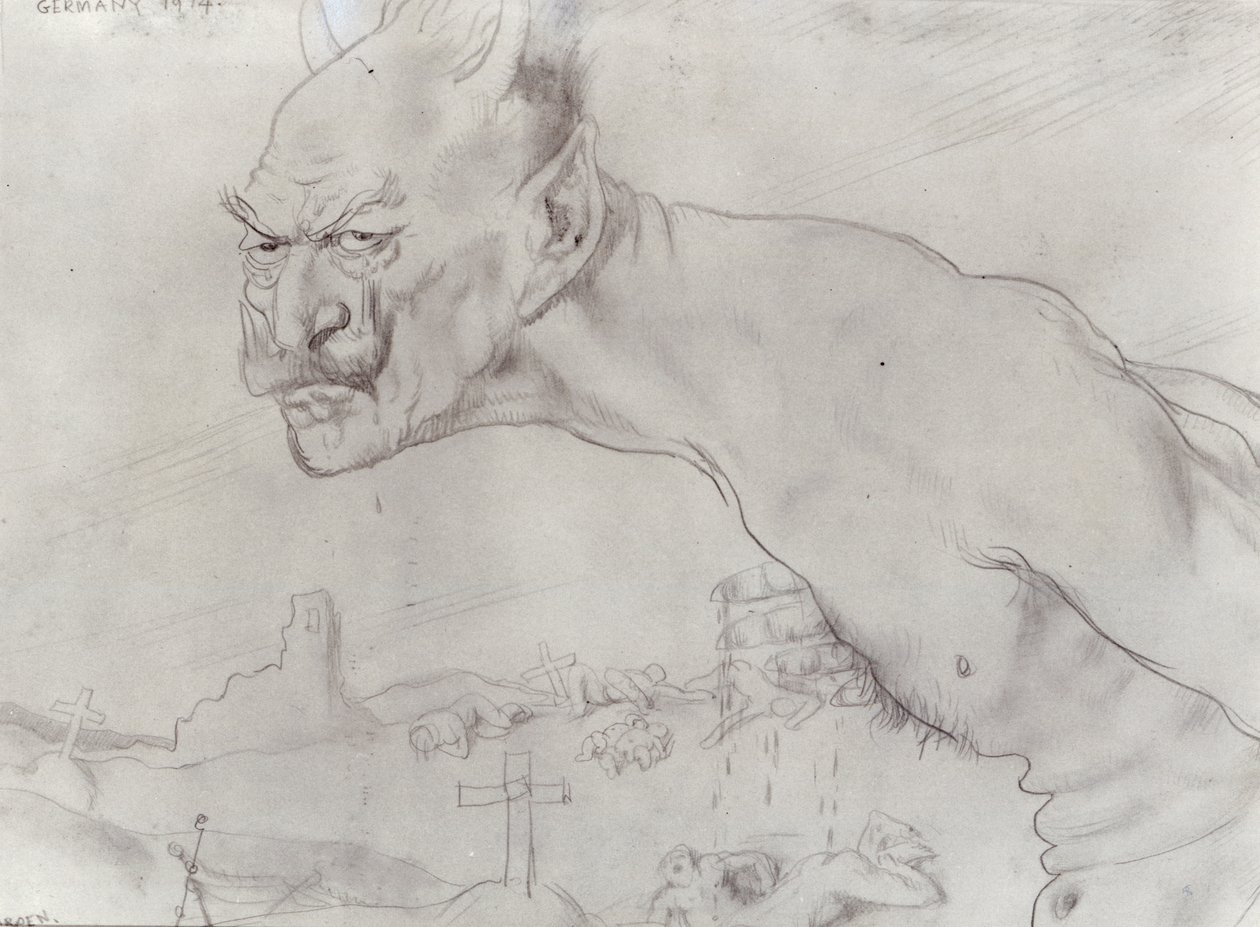Kaiser Wilhelm als der Teufel, 1914 von William Orpen