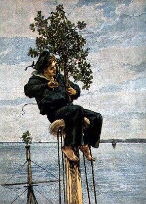 Weihnachtsmorgen am Mastkopf, aus der Graphic Christmas Number, 1879 von William Small