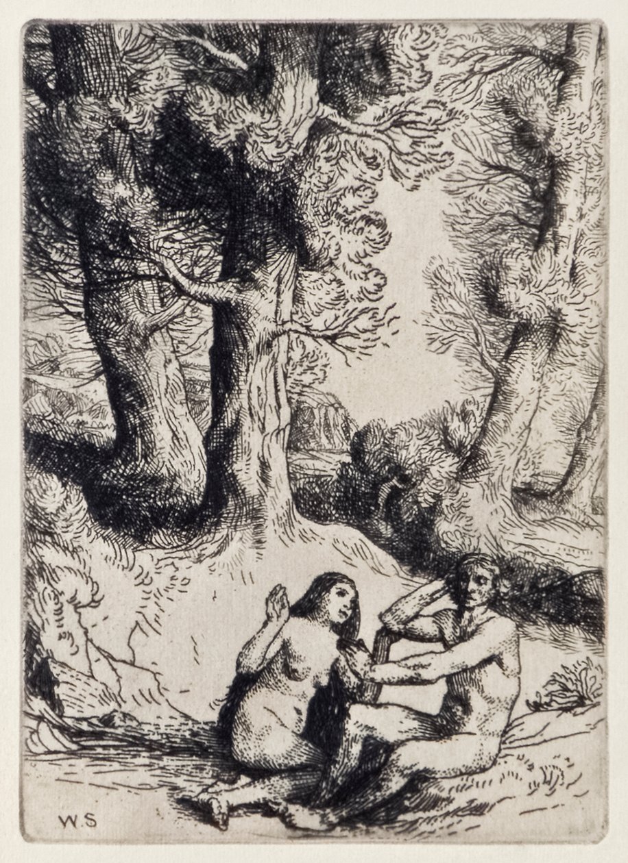 Adam weist Evas Trost zurück aus Das verlorene Paradies von John Milton, eine Serie von 12 Illustrationen von William Strang von William Strang