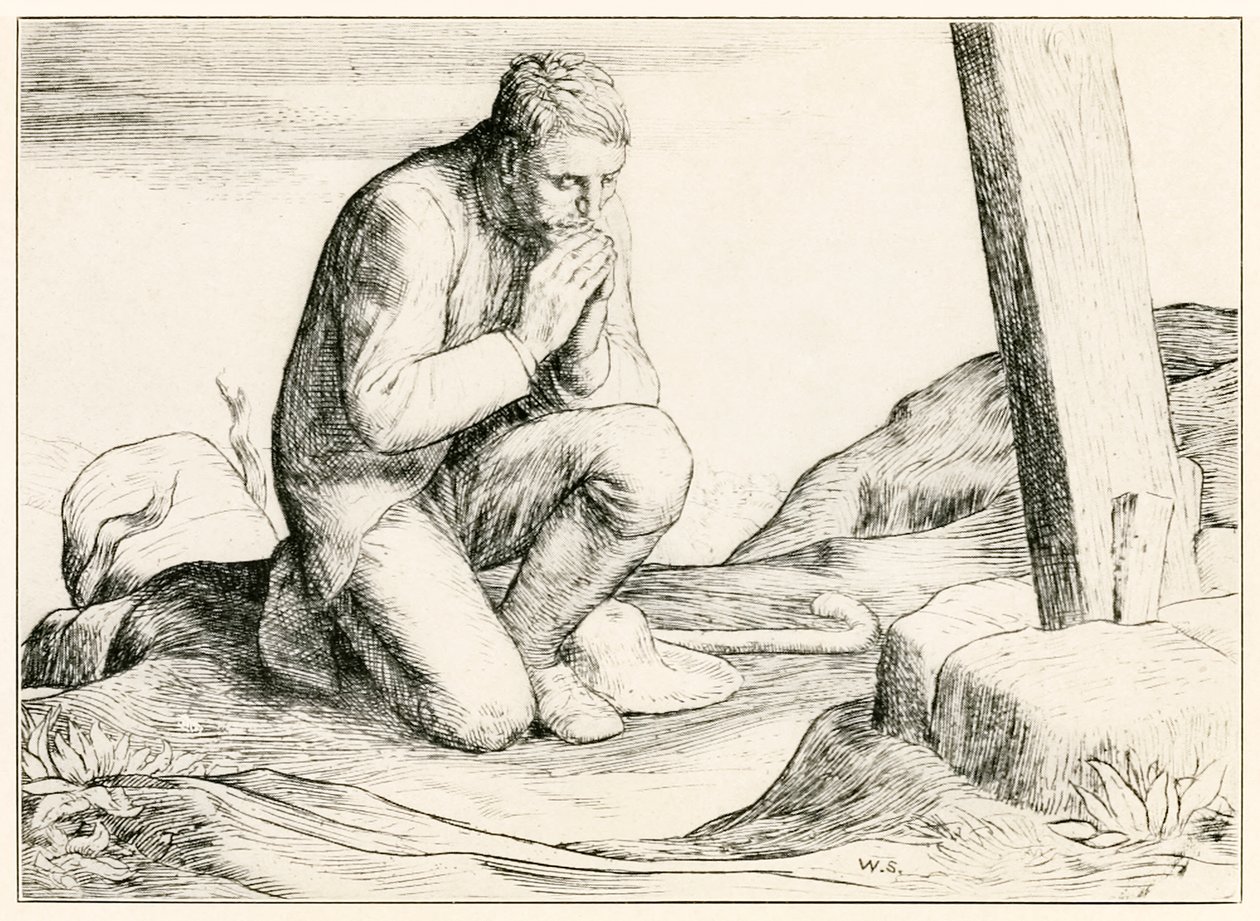 "Christus verliert seine Last" aus "Die Pilgerreise von dieser Welt zu der zukünftigen Welt" von John Bunyan von William Strang