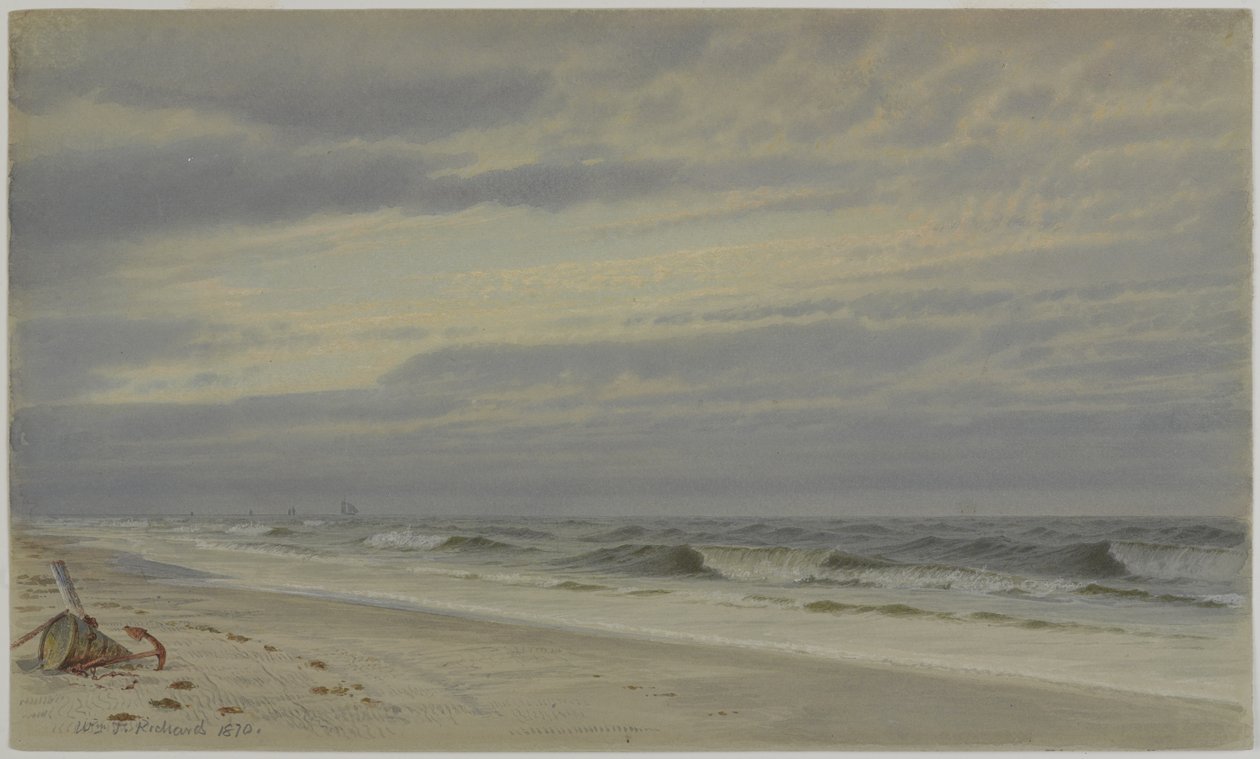 Strandszene mit Fass und Anker, 1870 von William Trost Richards