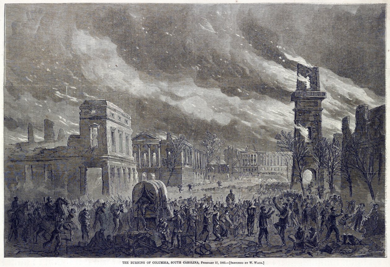 Die Verbrennung von Columbia, South Carolina, 17. Februar 1865, 1865 von William Waud