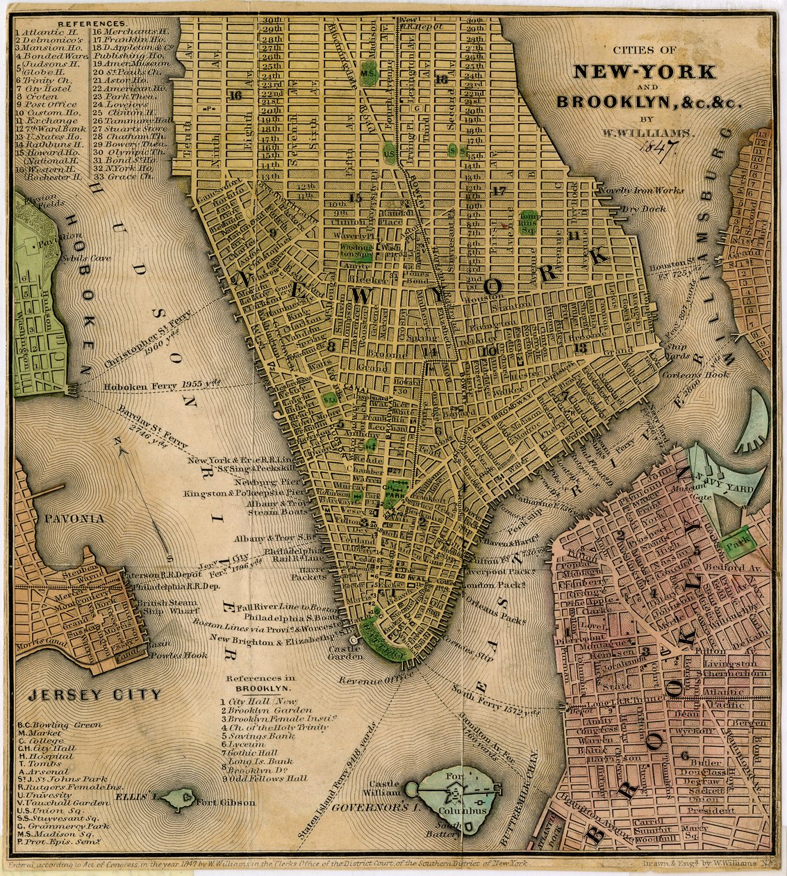 Städte New-York und Brooklyn, um 1847 von William Williams