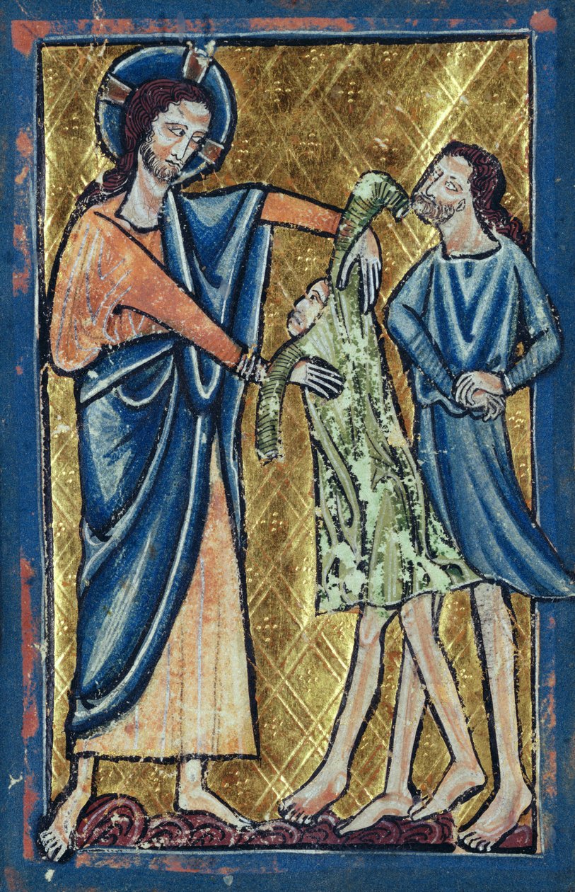 Gott kleidet Adam und Eva, aus einem Buch der Bibelbilder, ca. 1250 von William de Brailes  