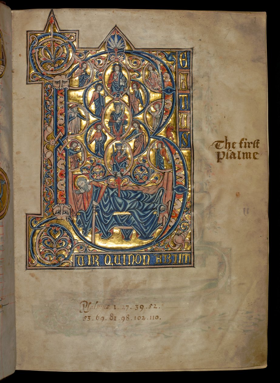 Ms 322 f.7r, Psalm 1, Initiale B, Baum von Jesse, Illustration aus dem 