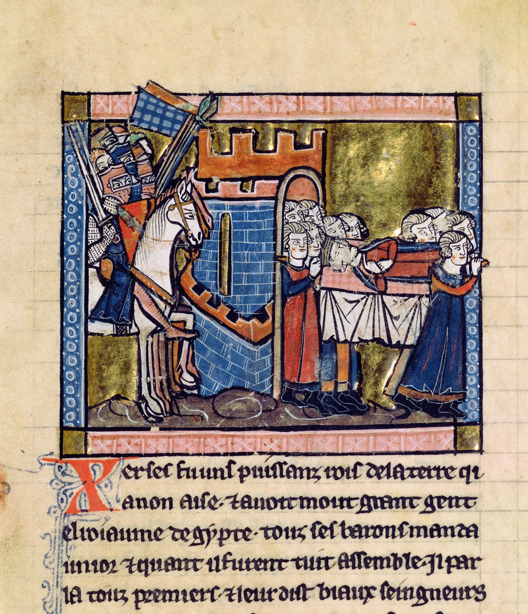 Fr.2630 f.102 Bürger von Edessa huldigen Baldwin II, aus der Estoire d